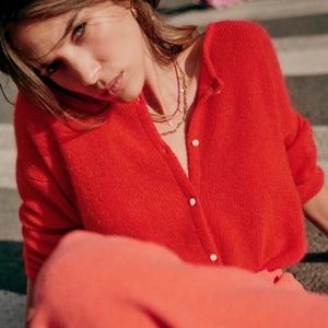 SEZANE GASPARD KNITWEAR JUMPER SWEATER RED SIZE L SWEATER WOOL